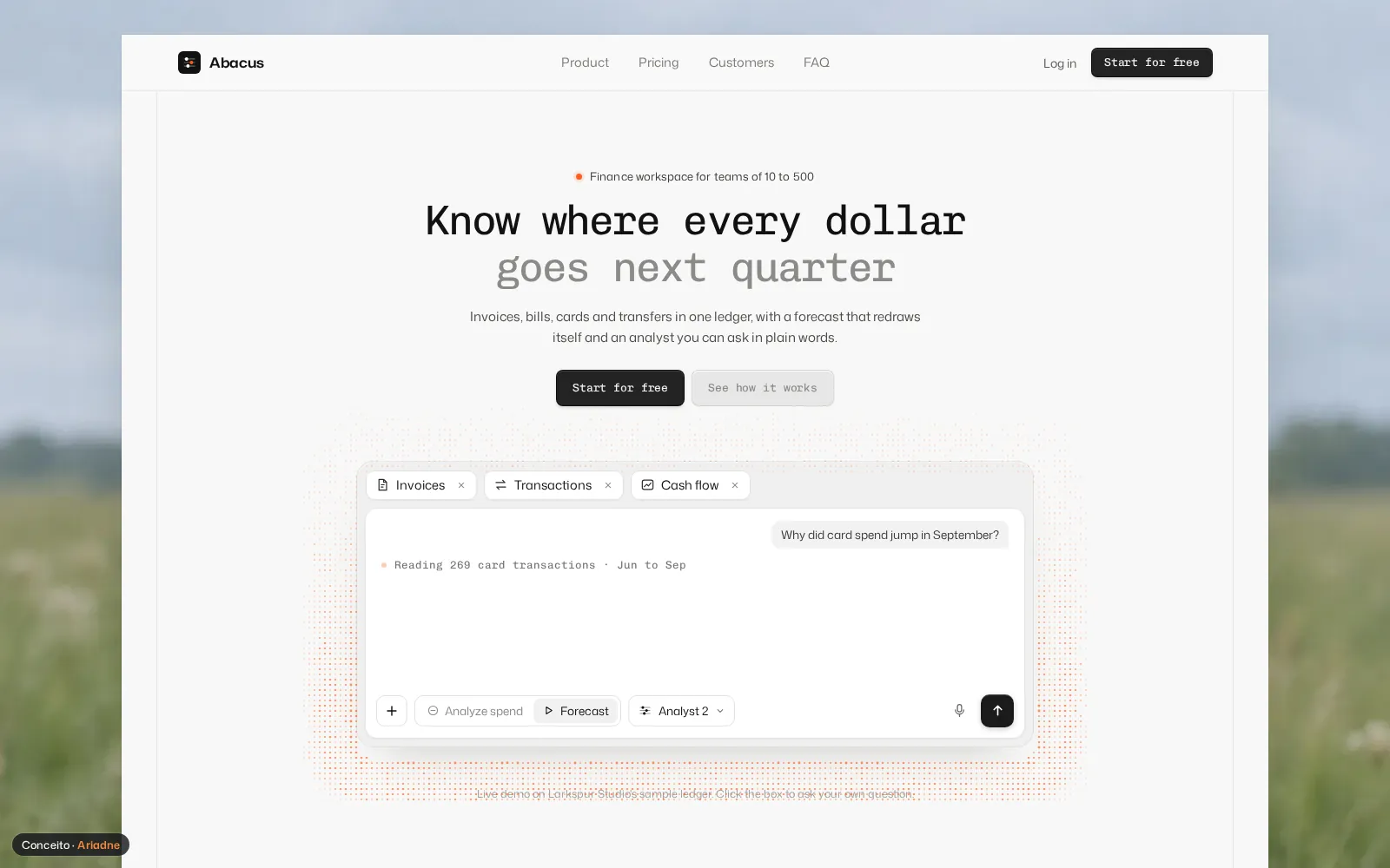 Concept Abacus, Business finance · Landing page