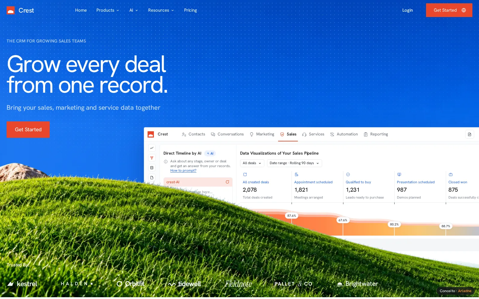 Concept Crest, Sales CRM · Landing page