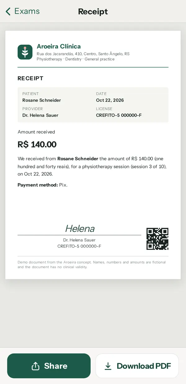 Aroeira: Receipt