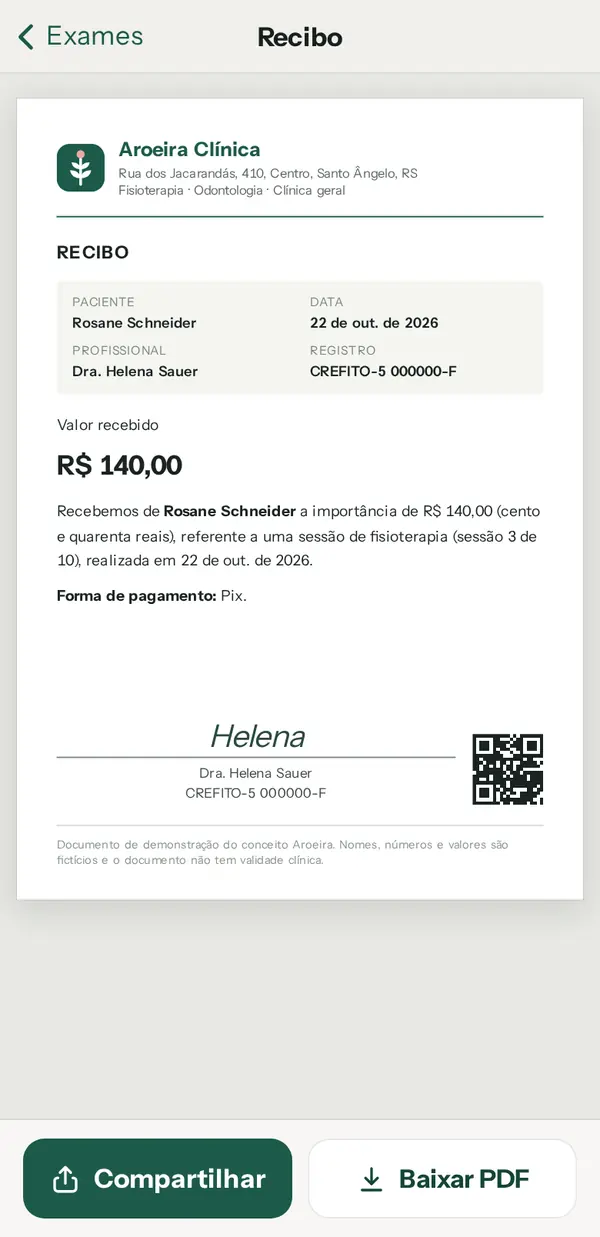 Aroeira: Recibo
