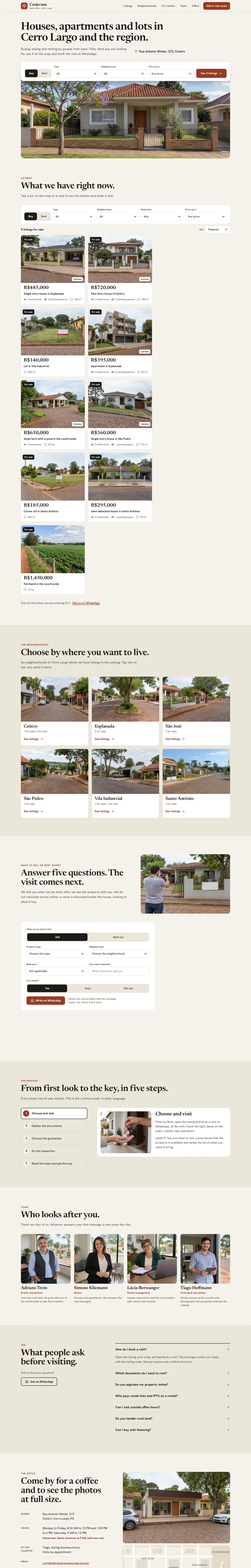 The whole Canjerana Imóveis page on desktop