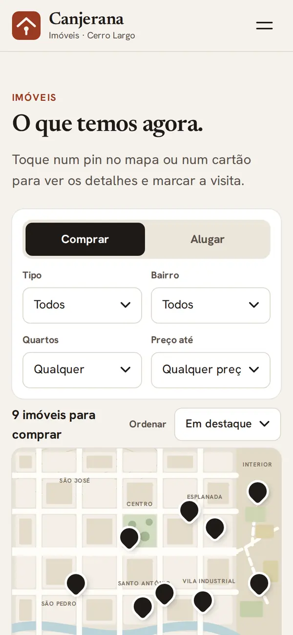 Canjerana Imóveis no celular, tela 2