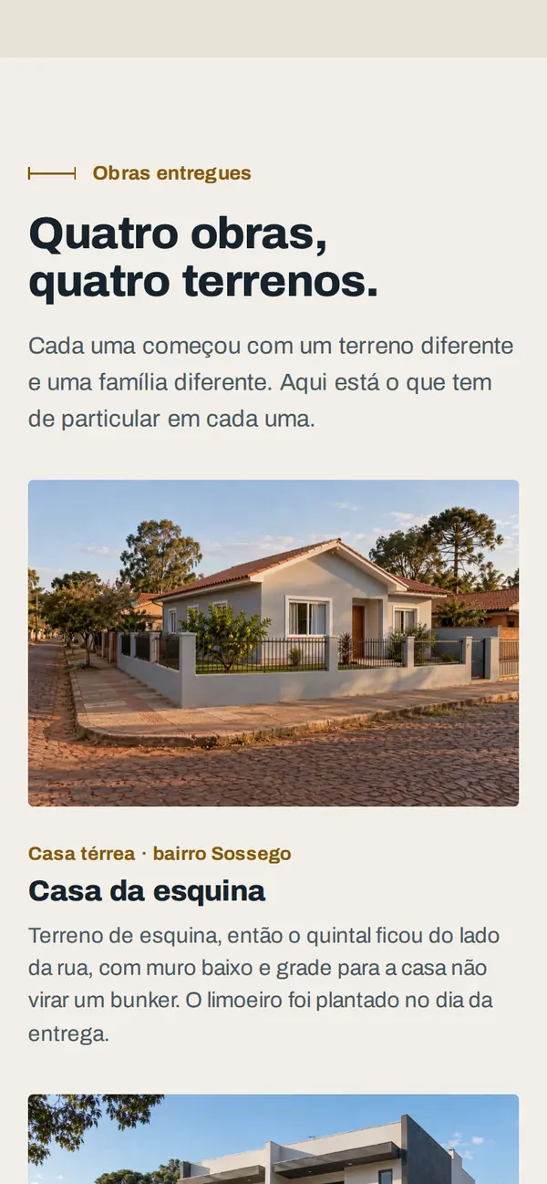 Cumeeira Construtora no celular, tela 2