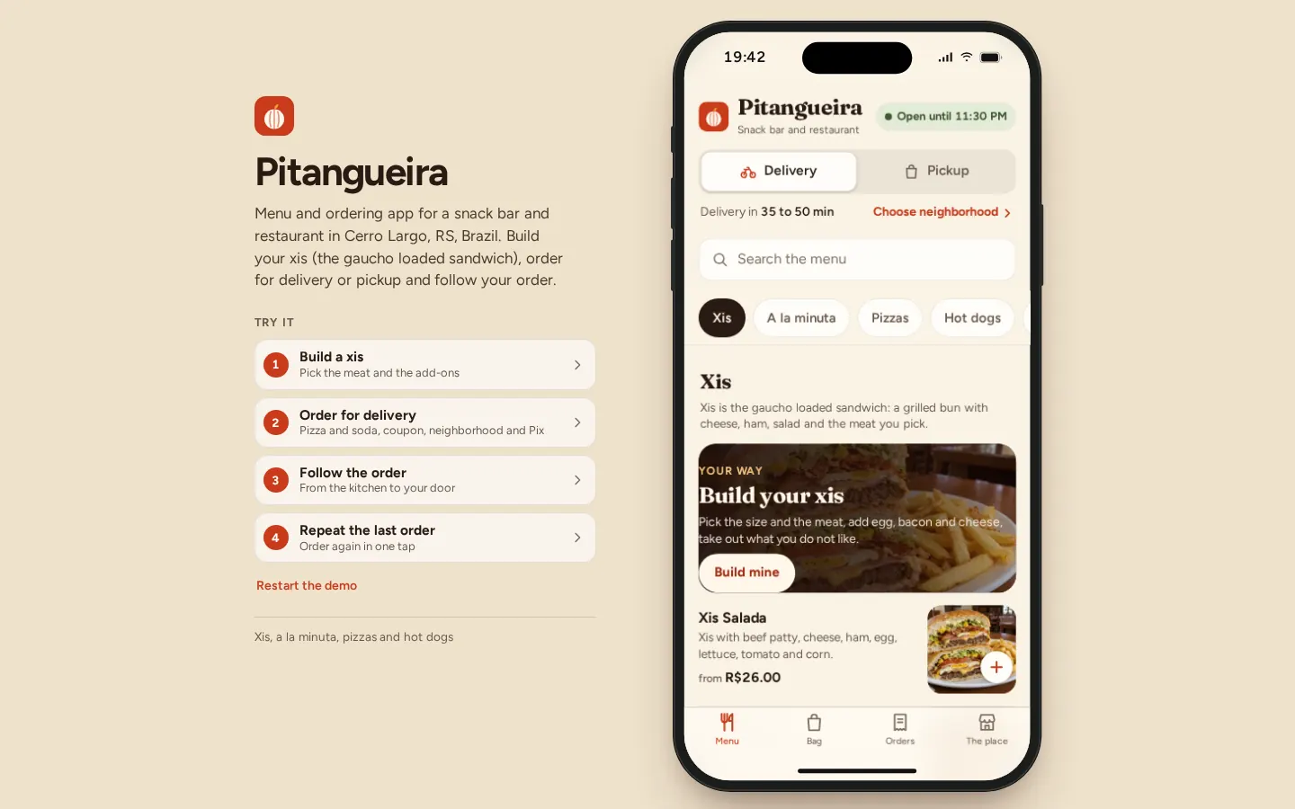 First screen of the Pitangueira concept