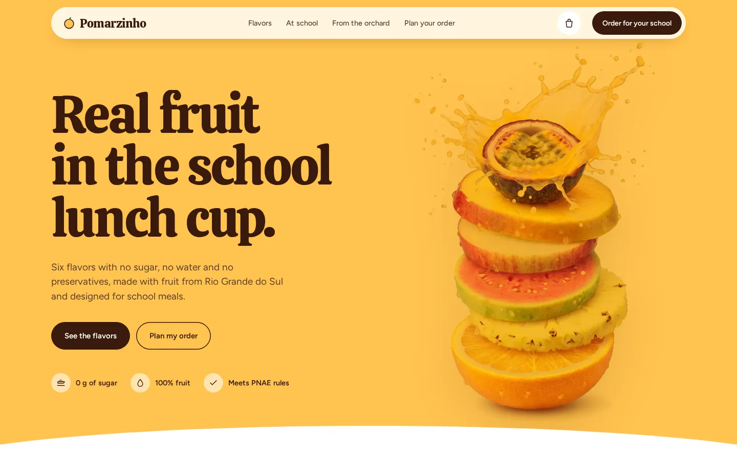 Concept Pomarzinho, Juice for schools
