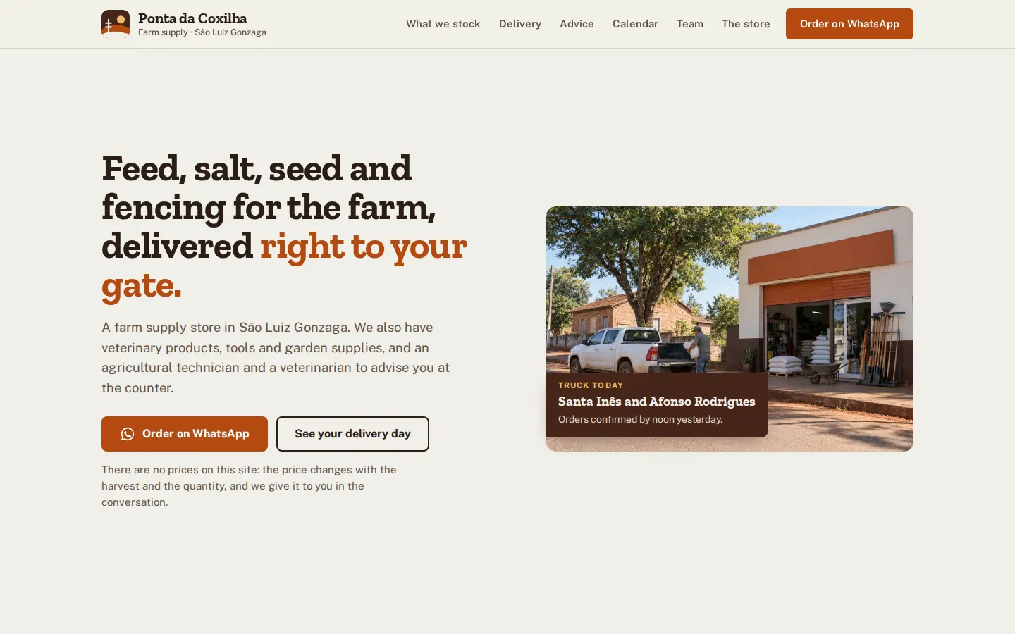 Concept Ponta da Coxilha Agropecuária, Farm supply · São Luiz Gonzaga