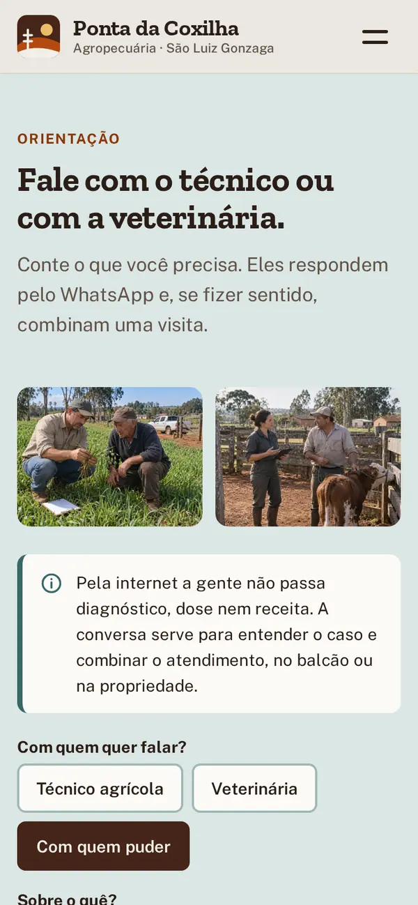 Ponta da Coxilha Agropecuária no celular, tela 2