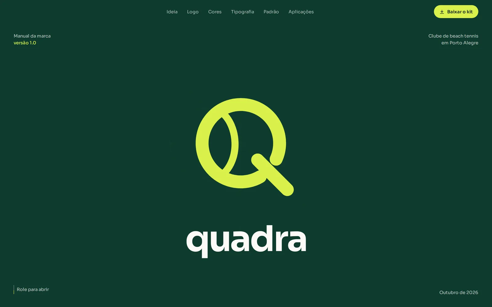 Conceito Quadra, Manual de marca