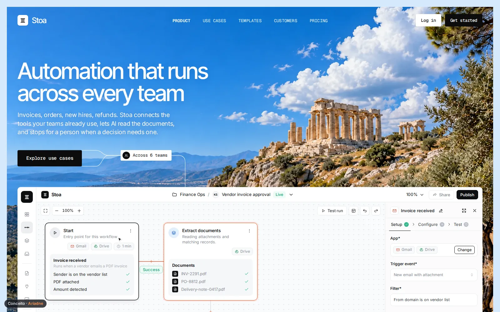 Concept Stoa, Process automation · Landing page