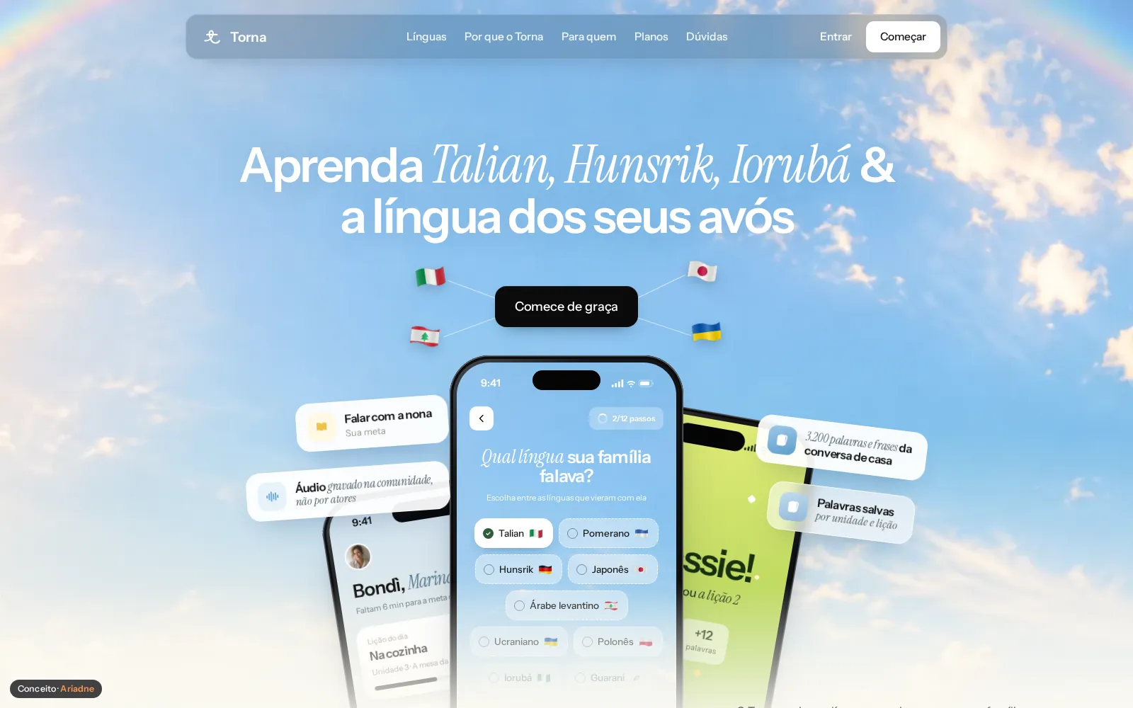 Concept Torna, Heritage languages · Landing page