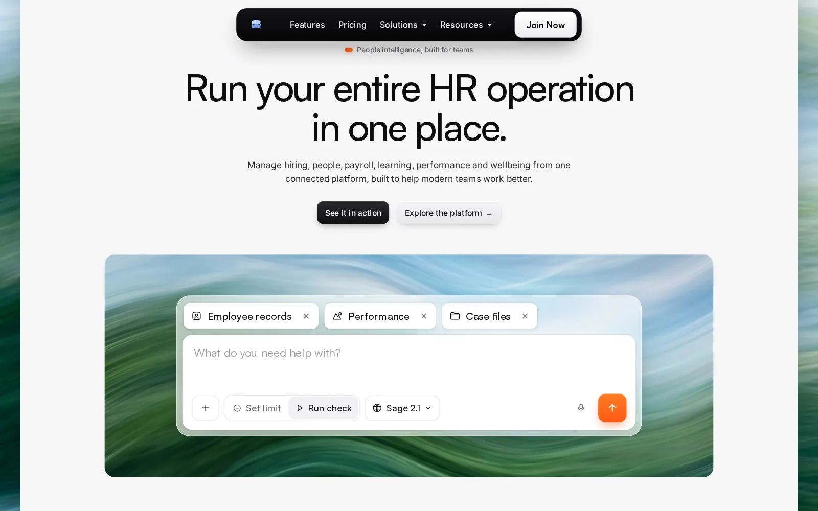 Conceito Verdant, Plataforma de RH · Landing page