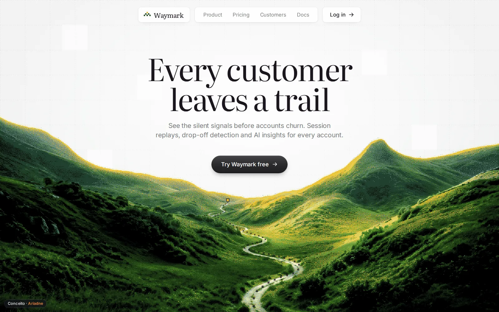 First screen of the Waymark concept