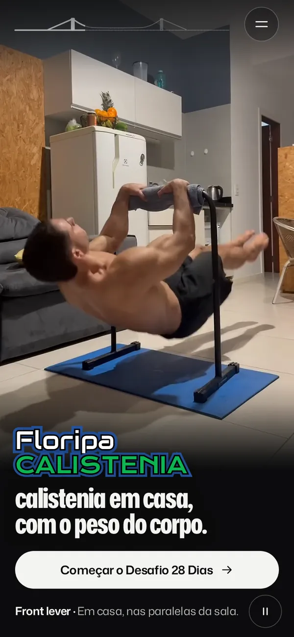 First screen of the Floripa Calistenia website on mobile