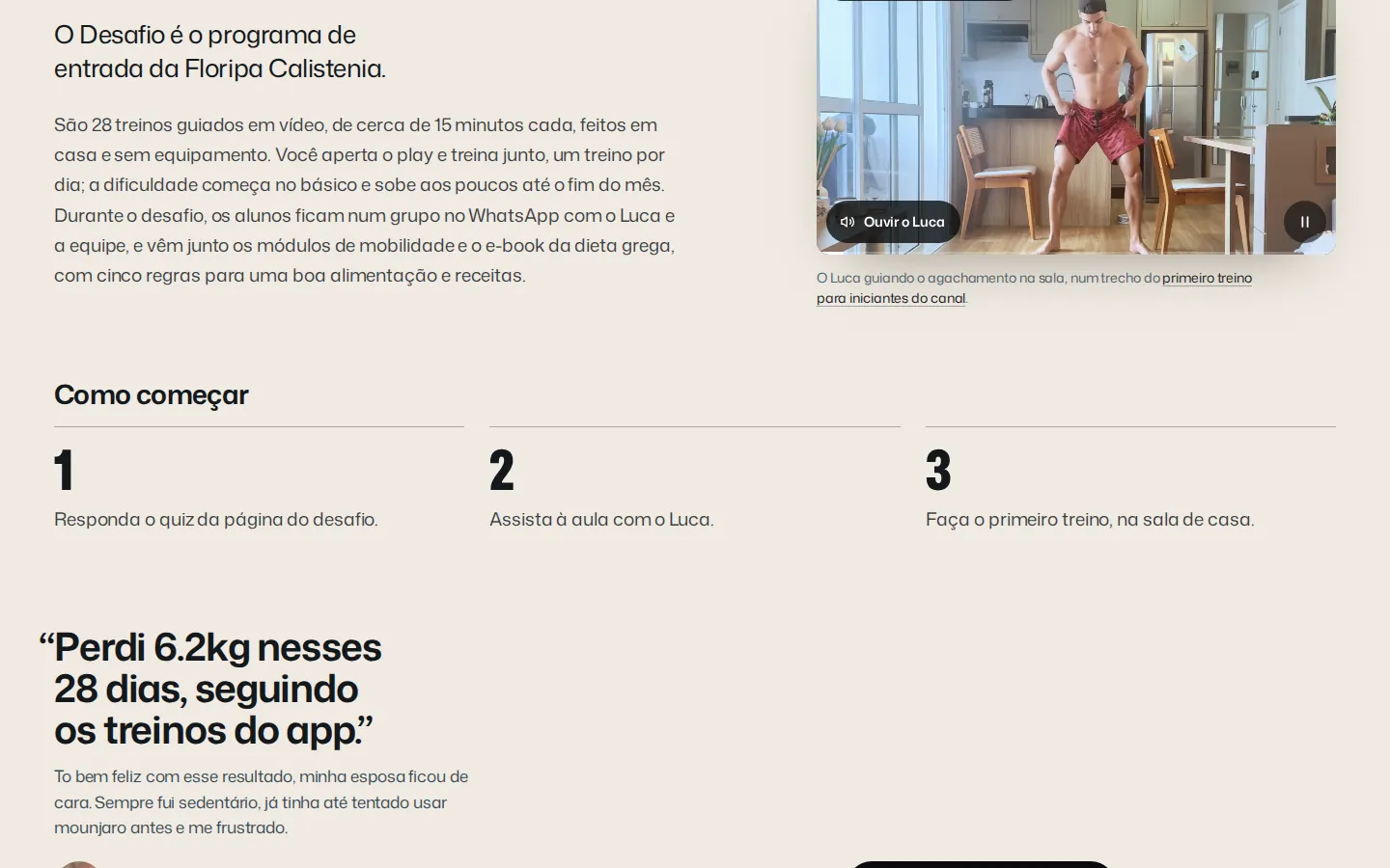 Another section of the Floripa Calistenia website