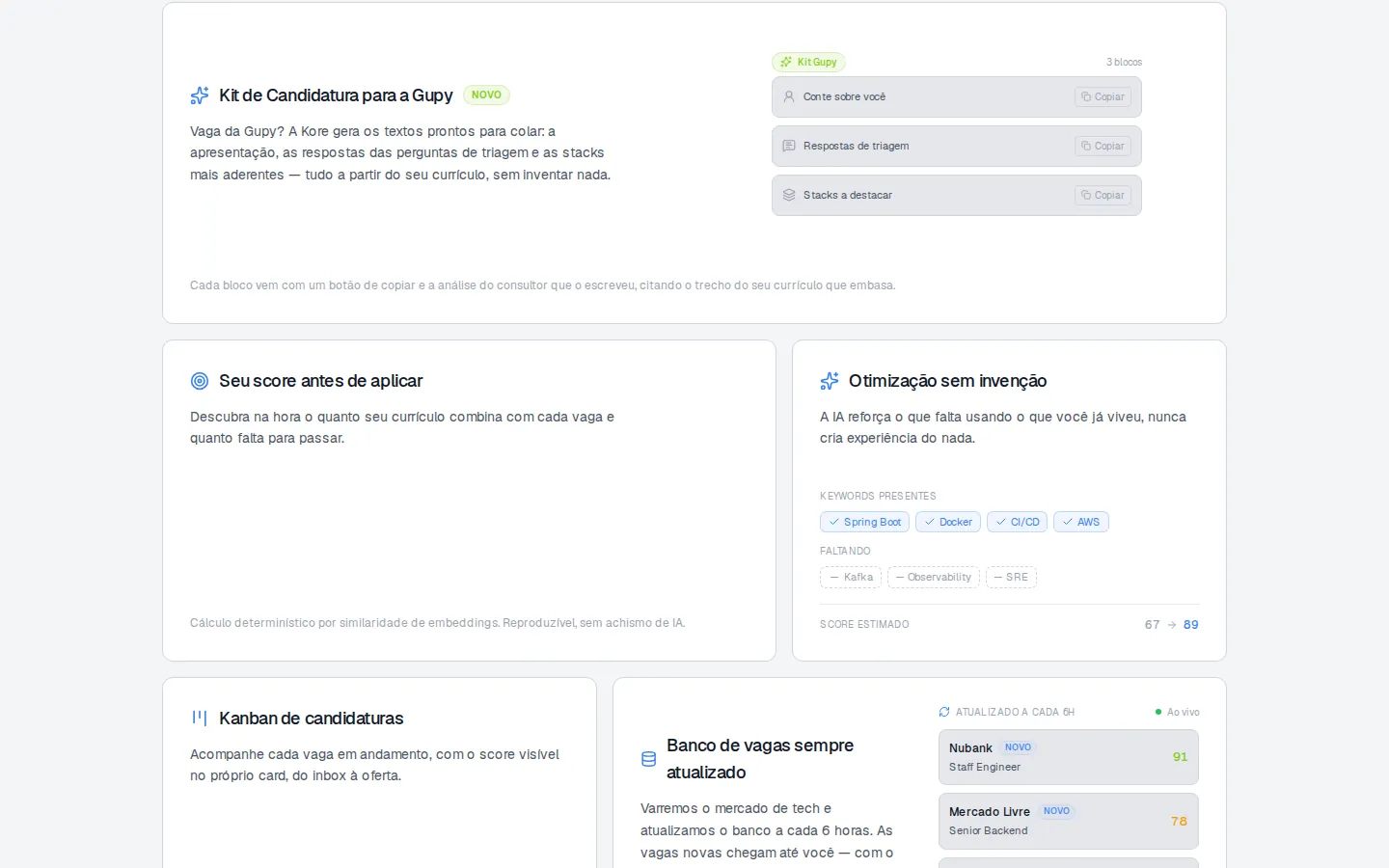 Uma seção do site korecv