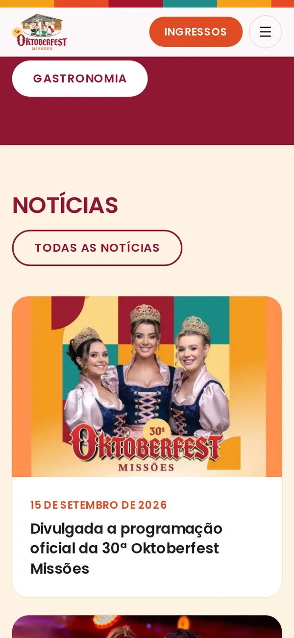 O site Oktoberfest Missões no celular, tela 3