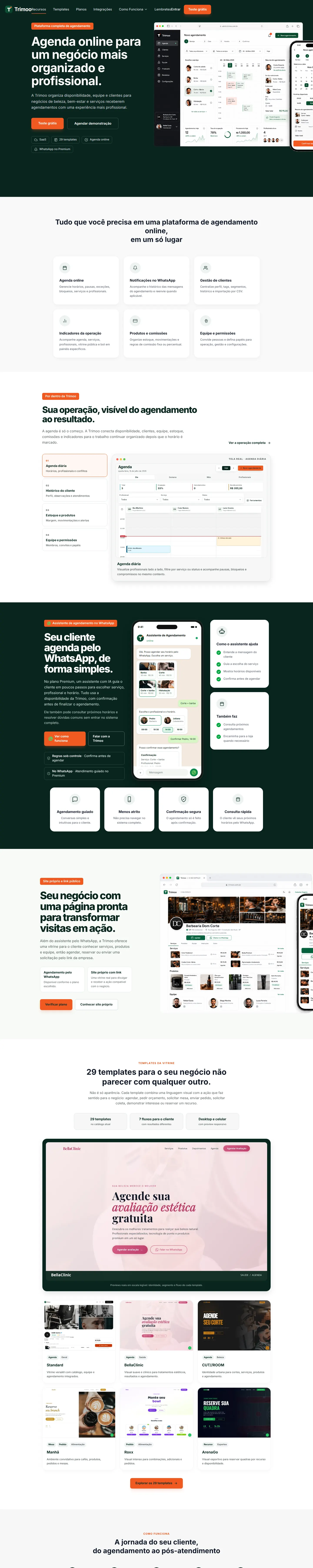 A página inicial inteira do site Trimoo no computador