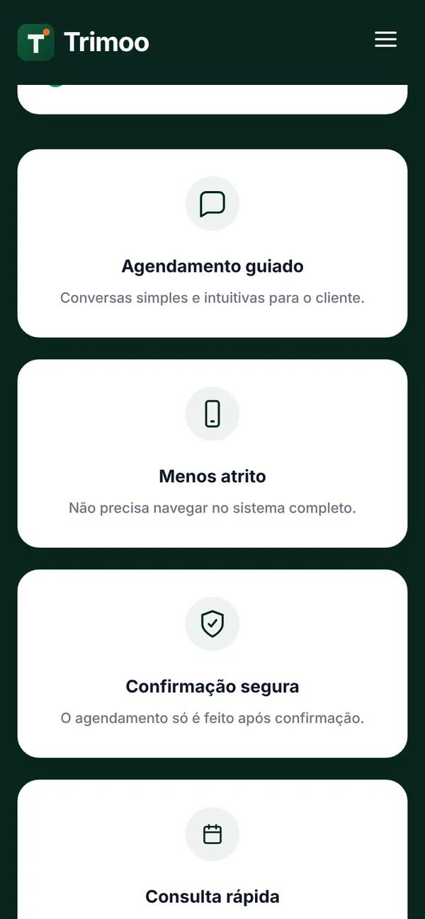 O site Trimoo no celular, tela 2