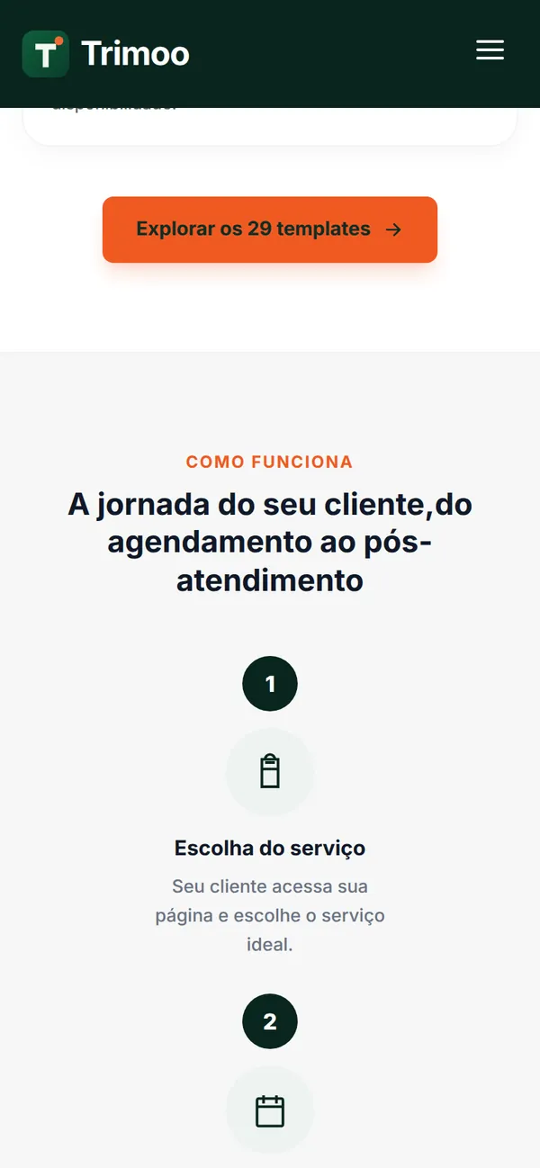 O site Trimoo no celular, tela 3