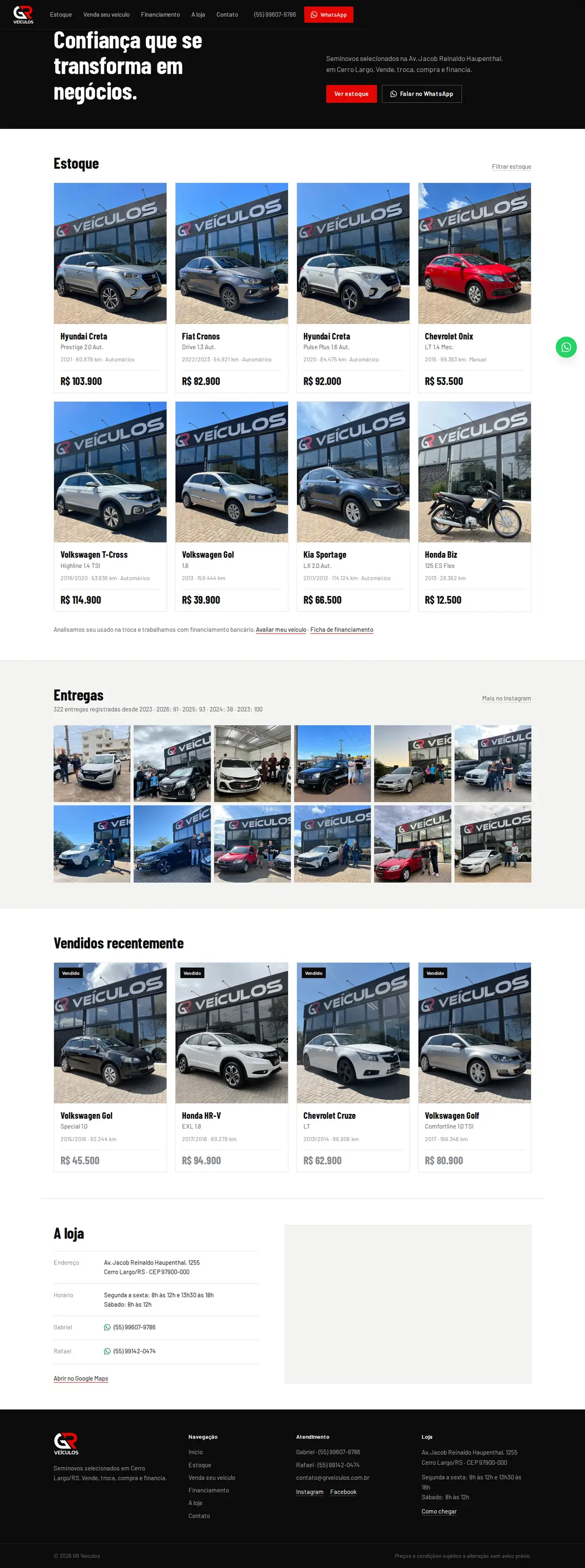 Site da GR Veículos