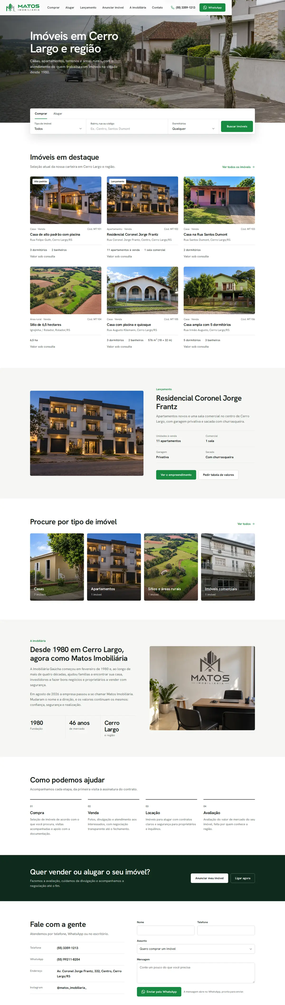 Site da Matos Imobiliária